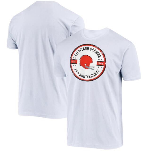 Men's Cleveland Browns White 2021 75th Anniversary Circle Logo T-Shirt